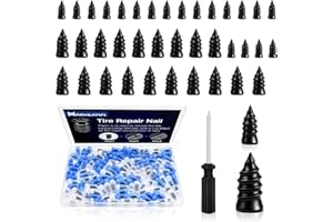 NACHLYNN 40 Pcs Tire Repair Rubber Nail Kit Tire Repair Nails with 2 Sizes and Screwdriver for Car Motorcycle Truck