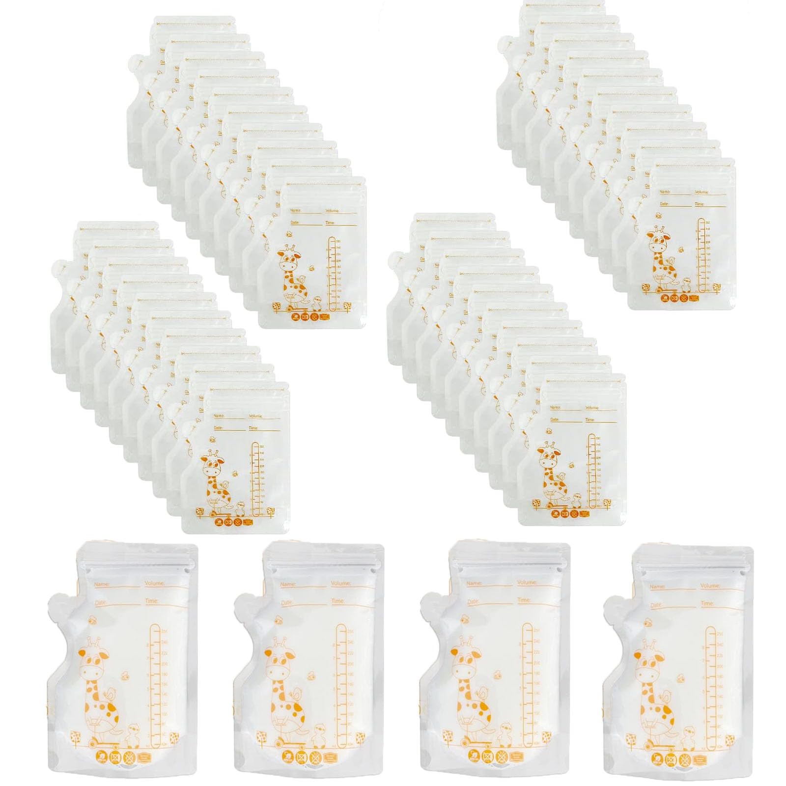 LMOGWL 40 Piece Breast Milk Storage Bag, 250ml Breast Milk Freezer Bag, Breast Milk Bag, Milk Freezer Bag, Milk Storage Bag, Breast Milk Storage Bag with Scale Zipper Seal, refrigerated Storage Bag