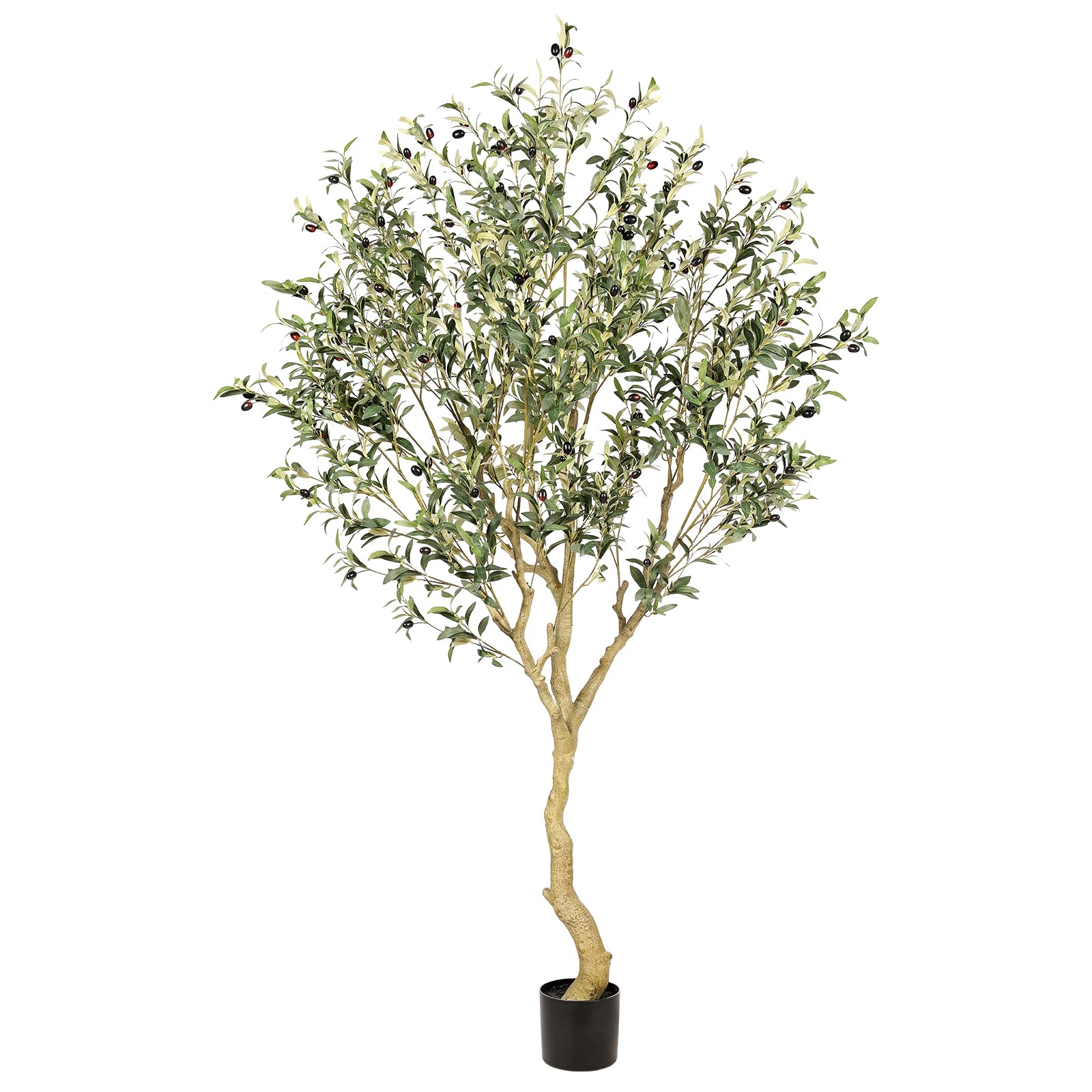 Photo 1 of **reference image**Realead 7FT Olive Trees Artificial Indoor - Tall Faux Olive Tree 7 Feet with Realistic Leaves and Natural Wood Trunk - Potted Fake Olive Tree for Modern Home Office Living Room Floor Decor Indoor