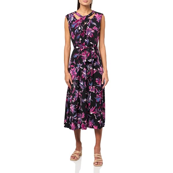 slim fit dress slacks V-Neck Fit-And-Flare Dress, White