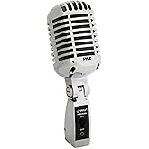 Pyle Classic Retro Dynamic Vocal Microphone - Old Vintage Style Metal Unidirectional Cardioid Mic with XLR Cable - Universal Stand Adapter - Live Performance Studio Recording - PDMICR68SL (Silver)
