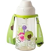 Pigeon PPSU Kids Water Bottle, 17oz/500ml – Dual Spouts, BPA-Free, Leak-Proof, One-Click Lid & Adjustable Strap, Durable for School & Outdoor, Ages 3+, Talkative and Friends