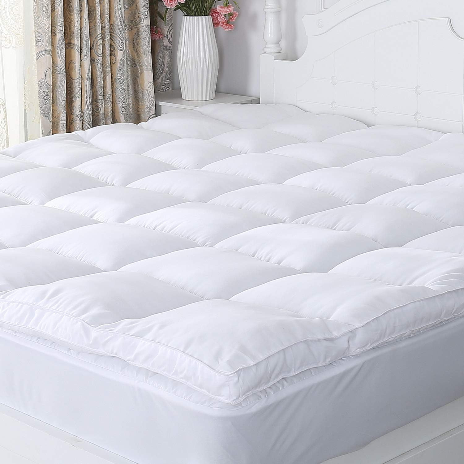 Mattress Topper Full Size Down Alternative Overfilled Pillow Top Mattress Cover Plush Super Soft 2 Inch Thick Mattress Pad