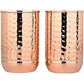 Pure Copper Drinking Cups Set of 2 - Hammered Copper Tumbler made from Pure Copper for Ayurveda Health Benefits - 11.8 oz (350 mL) Capacity