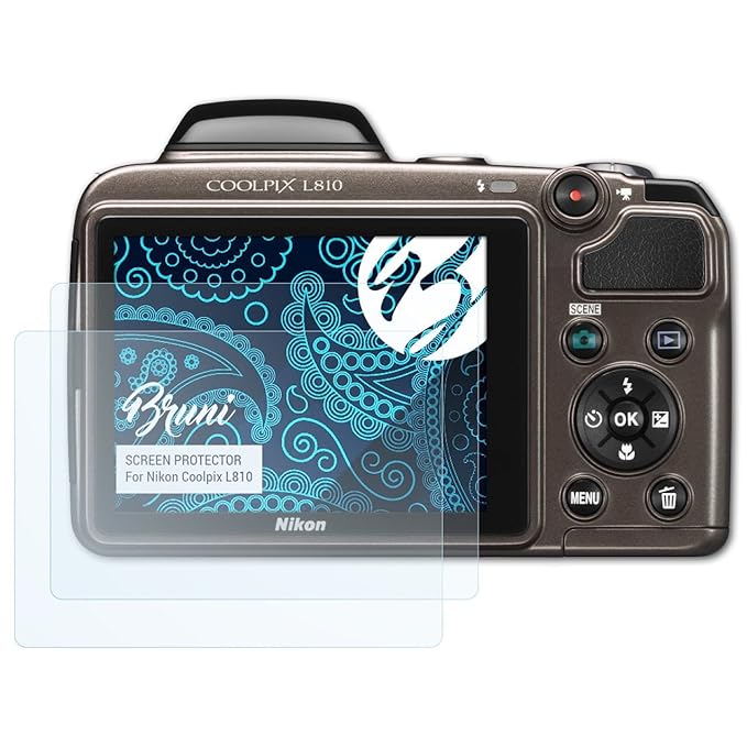 Bruni Schutzfolie für Nikon Coolpix L810 Folie, glasklare Displayschutzfolie (2X)