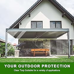 Clear Tarp with Grommets, 10x12ft Transparent Heavy