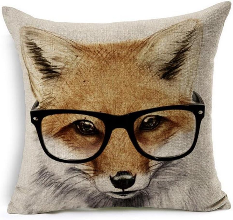 OebTrol The Lovely Animal The Fashion Fox Throw Pillow Case Cushion Cover Decorative Cotton Blend Linen Pillowcase for Sofa 18"X 18" (9)