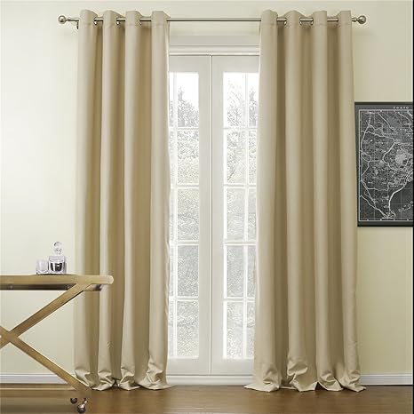 Iyuego Wide Curtains 120inch 300inch For Large Windows Solid Beige