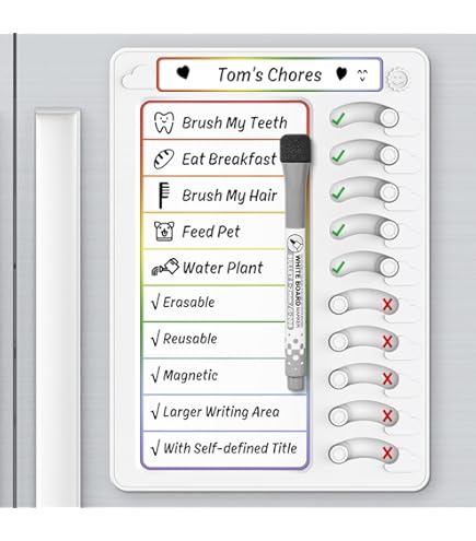 Tableau Rituel Enfant Tableau De Corvées Magnétique - 22x15cm - Effaçable à Sec - Pour Enfants Et Adultes Tableau Taches Quotidiennes Enfant
