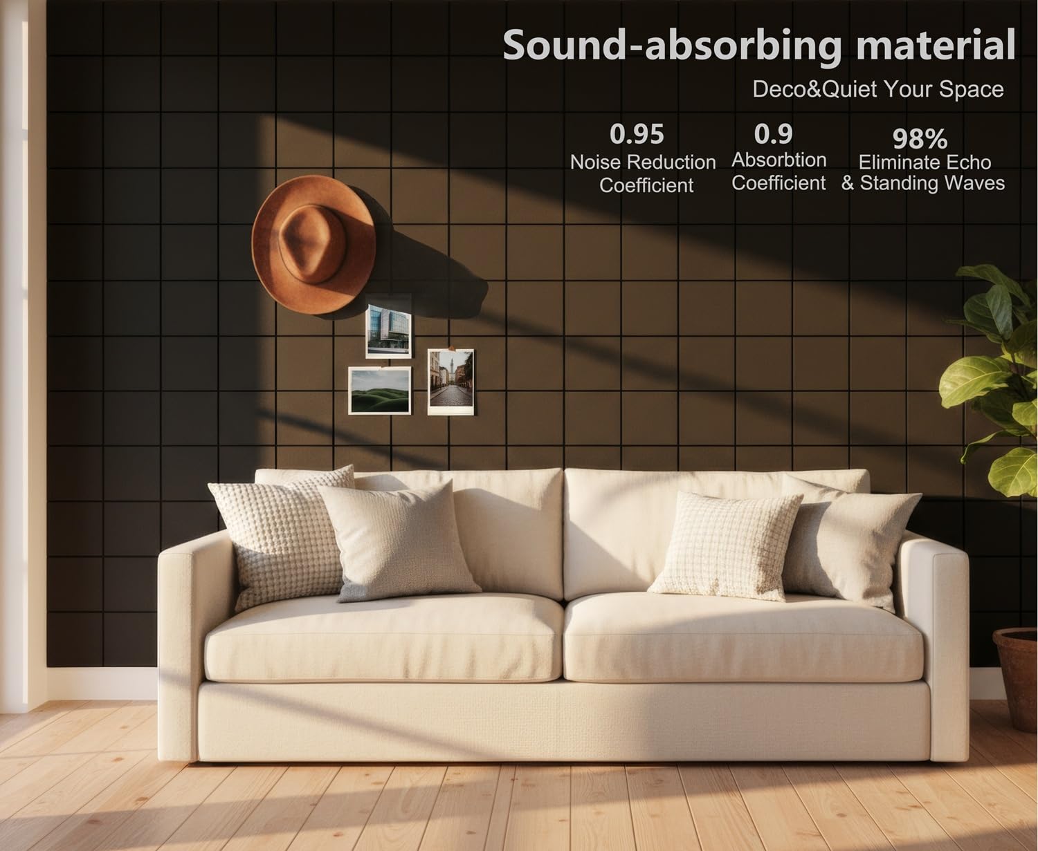 G Gamit Large Felt Wall Tiles Bulletin Board,Large Cork Board Alternative with 30 Pushpins,8-Pack Felt Pin Board with 56 Safe Removable Adhesive Tabs for Home Office School (Grid Black)