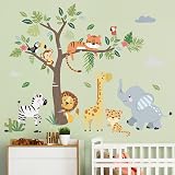 decalmile Jungle Animals Tree Wall Decals Elephant Giraffe Lion Safari view 2