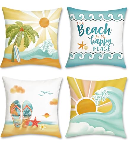 Tosleo Embroidered Palm Tree Throw Pillow Covers – 18x18 Inch Pack Of 2, Green Boho Farmhouse Decor