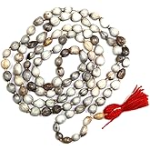ASHIRWAD Vaijanti Mala Necklace, 108 White Beads, 20 Inches, Meditation Prayer Rosary with Tassel | AE000297-00