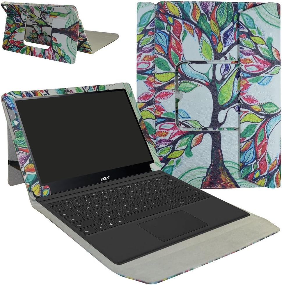 Acer Switch Alpha 12 Case,Mama Mouth 2-in-1 Romovable Portfolio PU Leather Folio Stand Cover for 12" Acer Aspire Switch Alpha 12 Windows 10 Detachable Convertible Laptop Tablet,Love Tree
