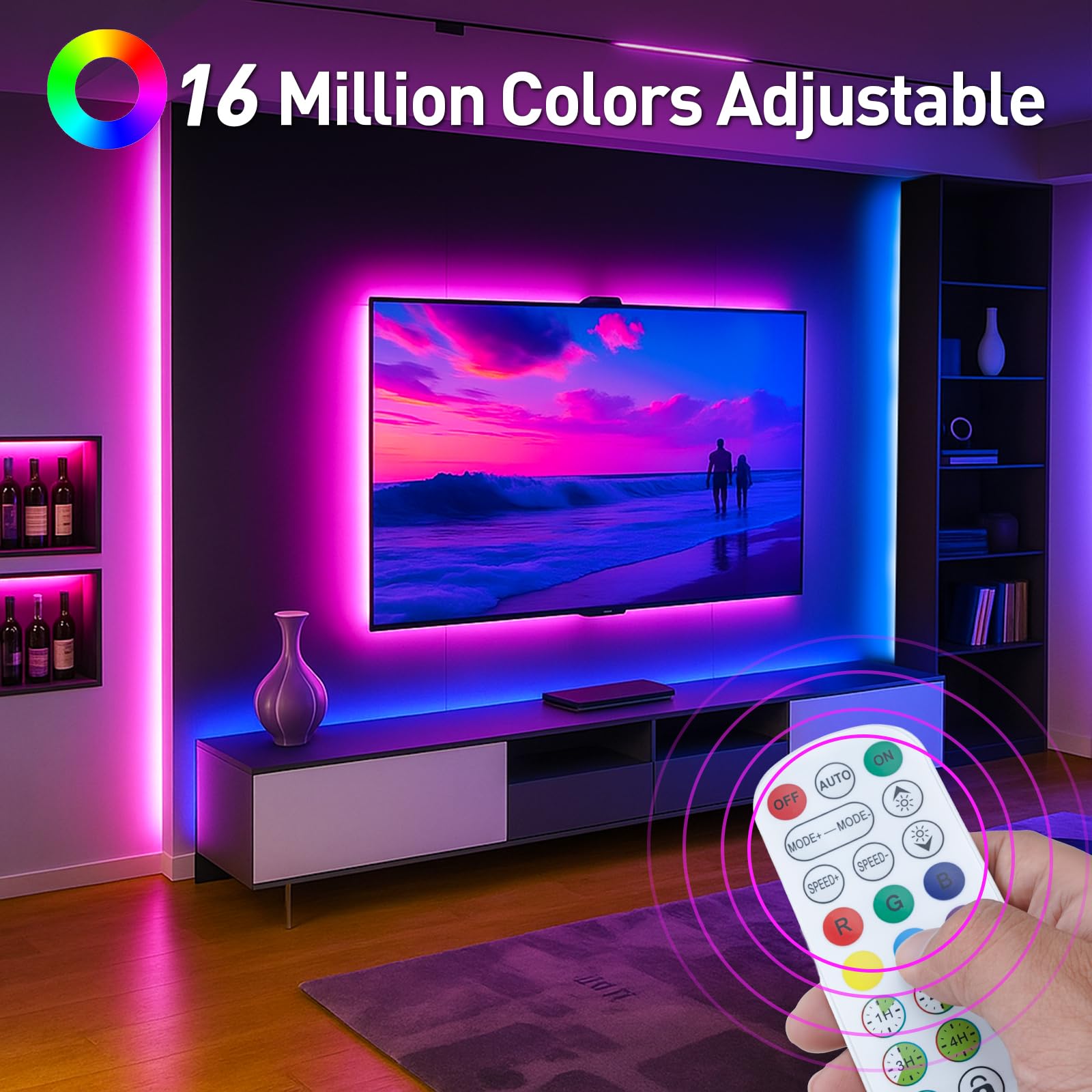 LED TV Hintergrundbeleuchtung, 5m LED Streifen für 45-75 Zoll TV, USB Led Strip mit Musik Sync, RGB TV Backlight Bluetooth APP&Fernsteuerung, Led Fernseher Beleuchtung für Deko (16.4FT for 45"-75"TV) 3