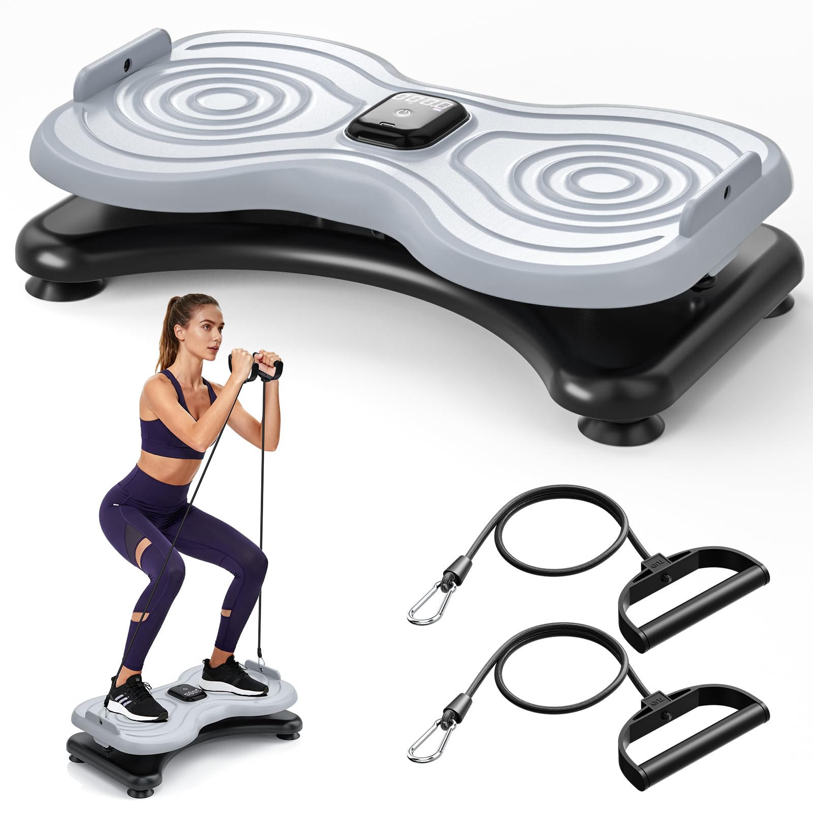 Photo 1 of Waist Twister Machine with LCD Display?Noiseless Ab Workout Board and Resistance Bands?Slim Waist Machine with Anti-Slip, Home Gym Equipment for Women & Men Grey