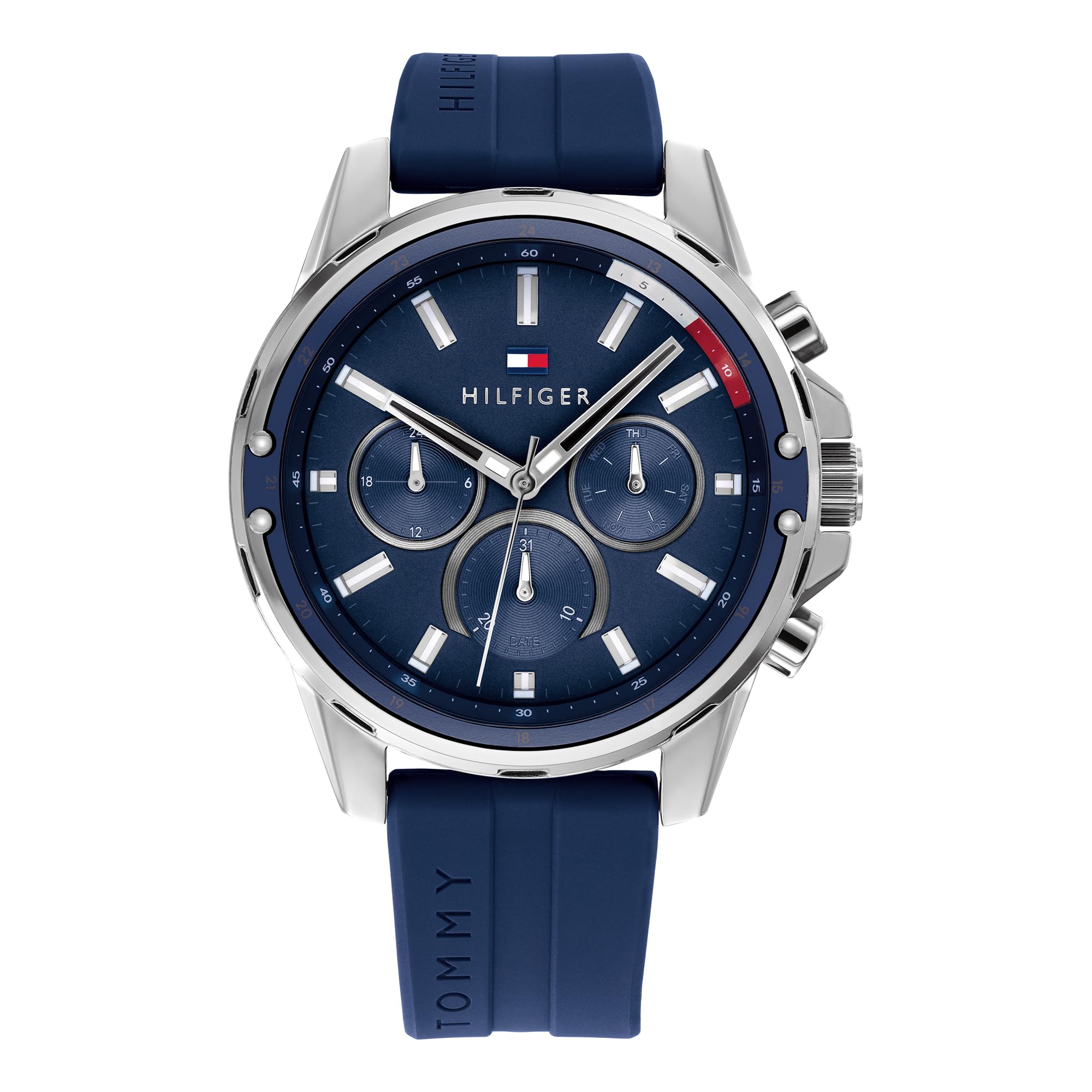 Tommy Hilfiger Analogue Multifunction Quartz Watch for Men with Blue Silicone Bracelet - 1791791
