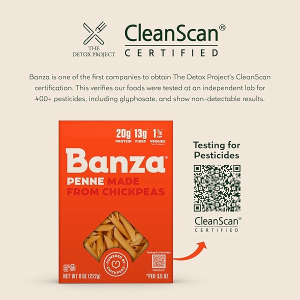BANZA ROTINI PASTA FROM CHICKPEAS – GLUTEN FREE, HIGH PROTEIN, AND LOWER CARB PROTEIN ROTINI CHICKPEA PASTA – 8OZ