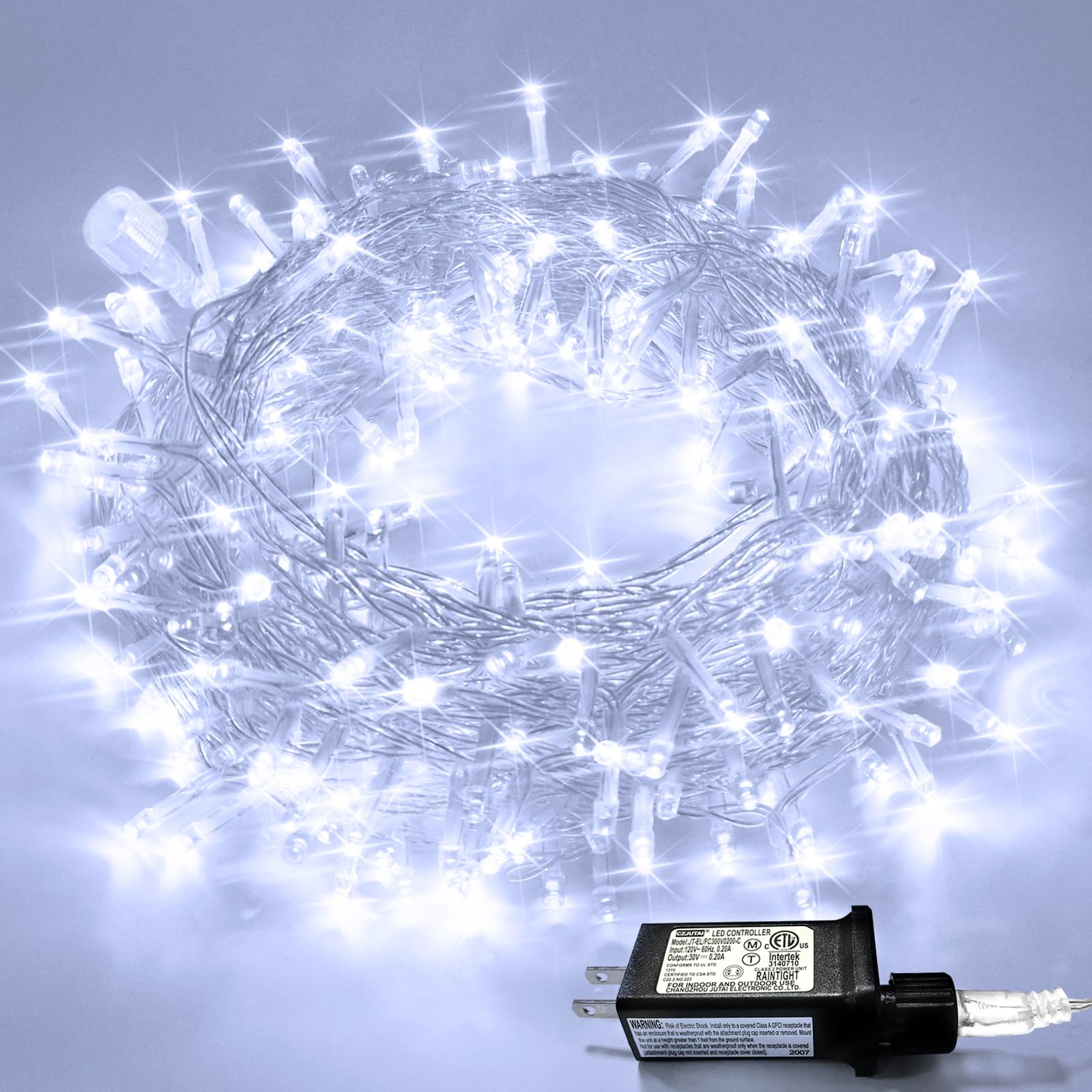 Photo 1 of **Only two packs*** JMEXSUSS 33ft 100 LED White Christmas Lights, 8 Modes Connectable Clear Wire Twinkle Fairy String Lights Indoor, Plug-in Christmas String Lights Outdoor Waterproof for Christmas Wedding Party Tree