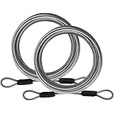 VIVBOO 1/8" Stainless Steel Security Cable Luggage Lock, Double Loop, 2Pack | Rustproof, flexible wire rope, 4/6/10/15FT, anti-theft, weatherproof, durable, for luggage bike gate