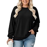 Velvelhall Women's Plus Size Sweatshirts Oversized Corduroy Long Sleeve Crew Neck Pullover Sweat Shirts Casual Loose Fit Tops(Black,XX-Large)