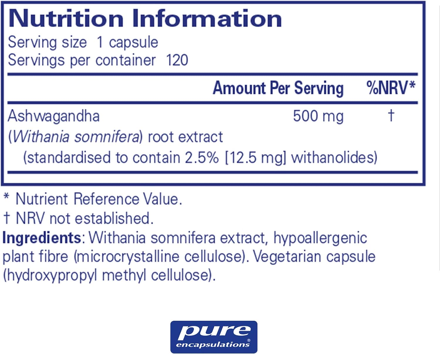 Pure Encapsulations - Ashwagandha High Potency Extract 500mg - Indian Ginseng/Winter Cherry Supplement to Support Cognitive and Joint Function - 120 Vegetarian Capsules - Image 3