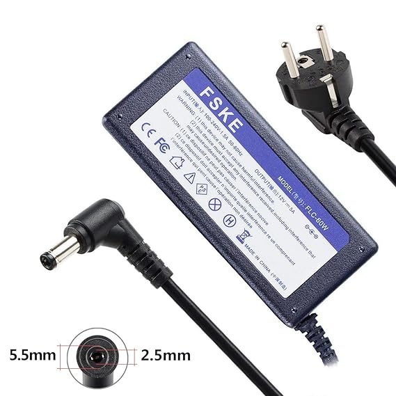 FSKE 60W 12V 5A Transformator Ladegerät Netzteil für Freebox V5,HD,V6,NAS,Drahtlose Router,LED-LCD-Beleuchtung,LCD-TFT-Monito