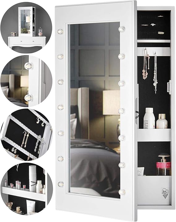 IceCreamLiving Katie Wall Mounted/Desktop Jewellery Mirror with