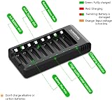 POWEROWL 4 AA 2800mAh & 4 AAA 1000mAh Rechargeable Batteries with 8 Bay Charger view 2