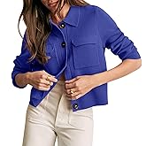 Senllen Womens Merino Cropped Shacket Jacket Button Down Coat Tops Spring Fall Long Sleeve Cardigan Sweaters for Women 2026