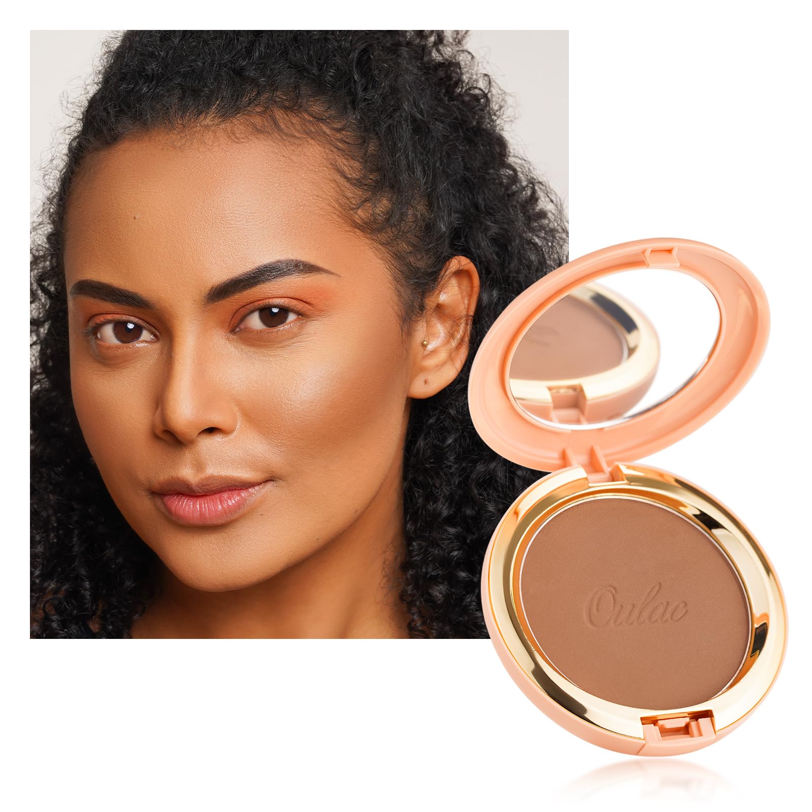 Oulac Brozner Powder Face Makeup - Bronzed Satin Finish, Highly Pigmented, Sun kissed Natrual Look, Also for Blusher, Contour Cream Bronzer, Vegan & Cruelty-Free BS03