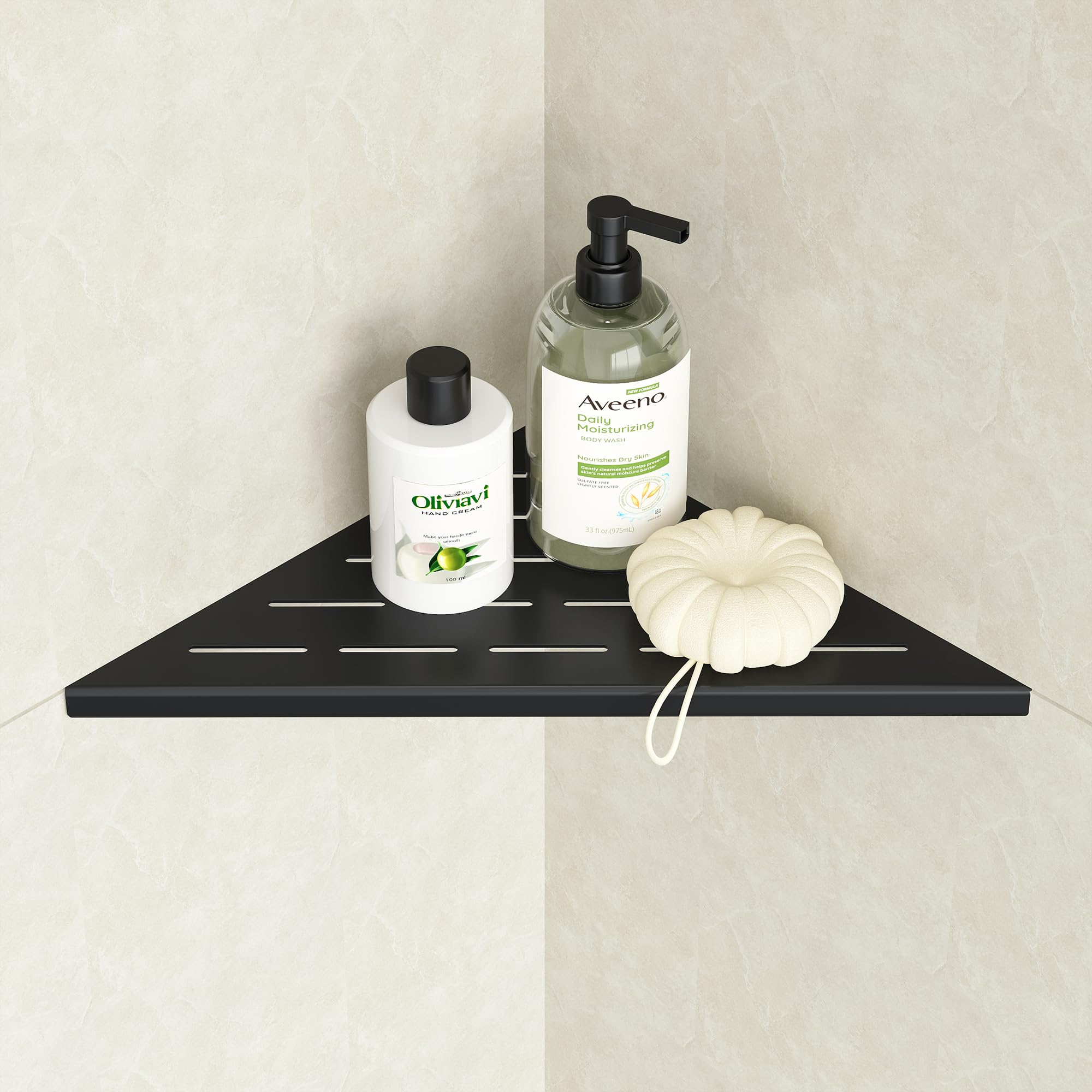 Neodrain Corner Shelf Shower Shelf Stainless Steel Shower Shelf Tiles Recessed for Bathroom Shampoo Holder Black