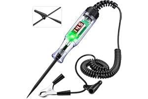 FEAOXYO Heavy Duty Automotive Test Light Circuit Tester, 3-48V Digital Voltage Tester with Voltmeter & Dual Polarity Indicator, Electrical Test Pen with Stainless Probe for Car, Truck, RV, Boat Fuse Testing