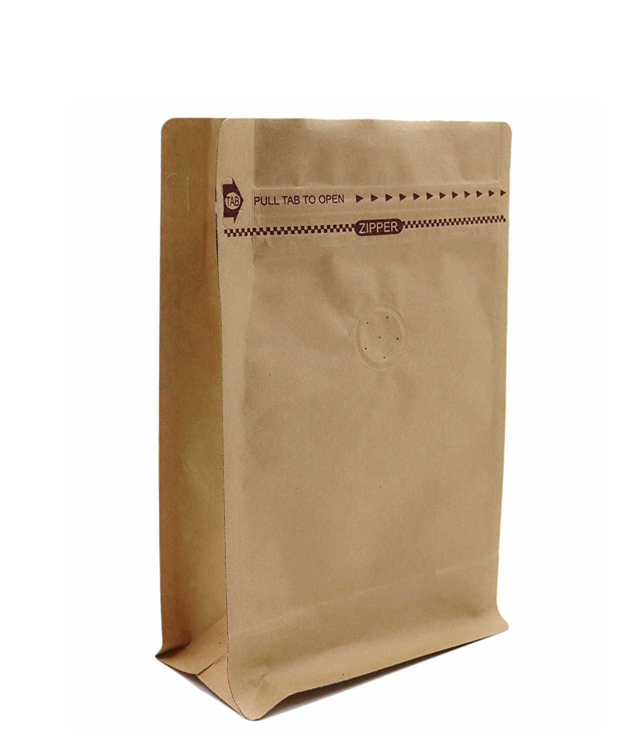 ½lb / 8oz Kraft Paper Stand Up Flat Bottom Side Gusset Zipper Pouch / Coffee Bags With Degassing