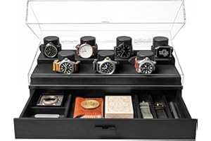 HOLME & HADFIELD Elevate Your Watch Collection with The Collector Pro – Premium Watch Display Case for 7 Watches – Easy Access, Huge Drawer & Leather Lining – Wooden Mens Watch Box & Watch Case – Lifetime Assurance