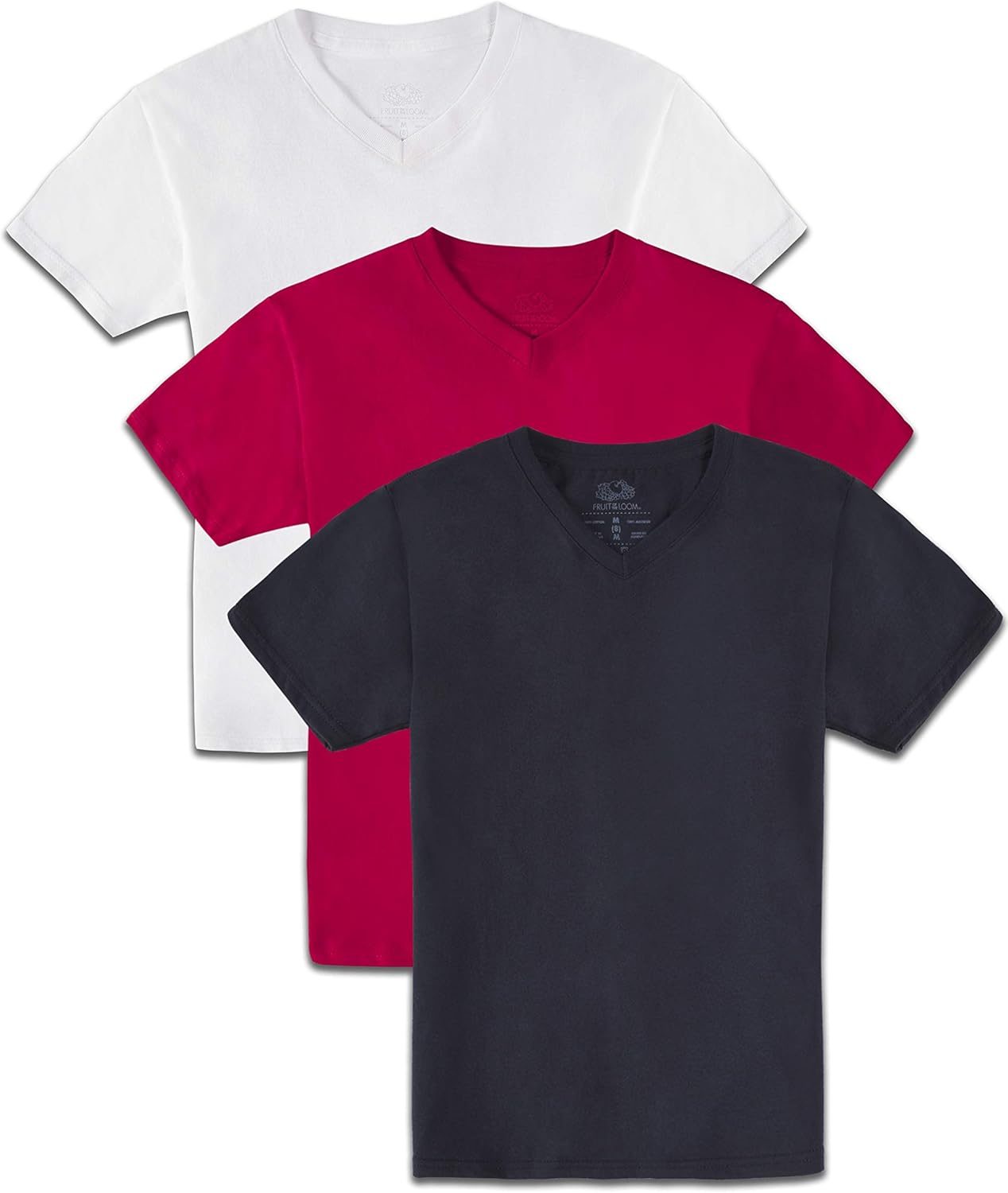 Amazon Com Fruit Of The Loom Boys Solid Multi Color Short Sleeve Soft V Neck T Shirts 3 Pack Clothing