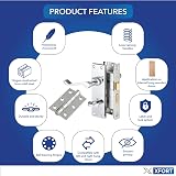 XFORT Polished Chrome Victorian Bathroom Handle Set 65mm Lock 75mm Hinges Wooden view 3