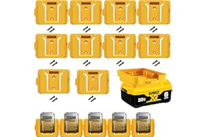 Gijok Battery Holders for Dewalt 20V Mount Dock Fit for 20V 60V (No Battery), 10 Pack Battery Dock Holder Fit for DCB200 DCB203 DCB205 DCB206 Batteries (Yellow)
