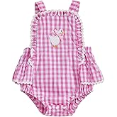 Baby Girl Goose Outfit Romper Farm Animal Gingham Overalls Ruffle Sleeveless Bodysuit Infant Summer Clothes