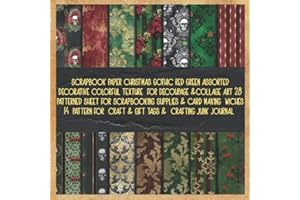 scrapbook paper christmas gothic red green assorted decorative colorful texture for decoupage &collage art 28 patterned sheet