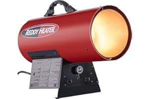 Reddy Heater 60,000 BTU Forced Air Propane Heater, CSA Certified, Heats Up To 1,500 Sq Ft Area, Steel Construction & Brass Burner Nozzle - Outdoor Heaters for Garage, Jobsite & Construction Sites