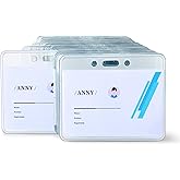 Amazon Basics Horizontal Clear Plastic ID Badge Holders, 3.38" x 2.38", for Events, Pack of 50