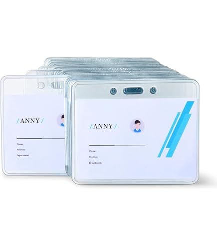 Amazon.com : Name Badge Holders Clear Badge Sleeve Plastic Lanyard Sleeves  for ID Holders (100 Pcs Horizontal) : Office Products