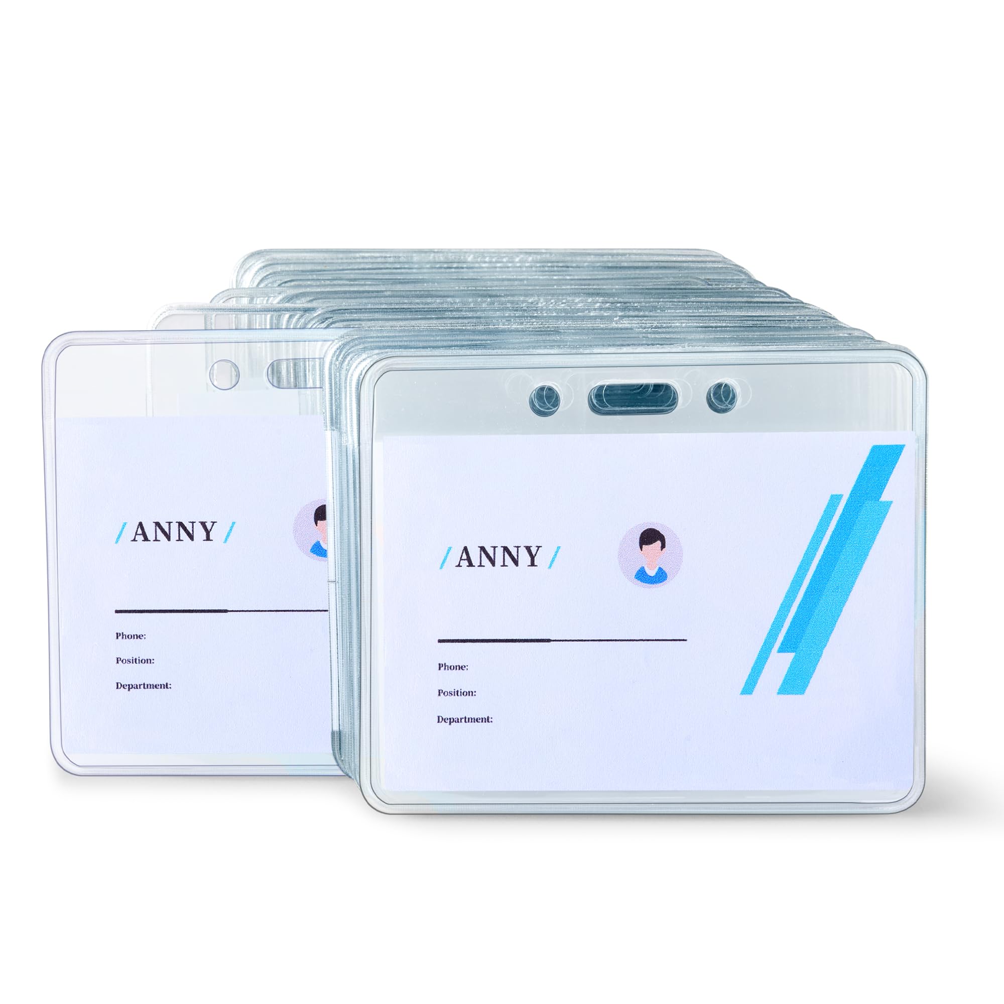 Photo 1 of Amazon Basics ID Badge Holders, Horizontal Clear Plastic 3.38" x 2.38", Pack of 50