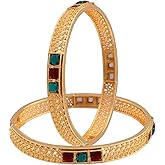 I Jewels Gold Plated Indain Wedding Bollywood Multicolor Stone Studded Bangles For Women (ADB318MG)