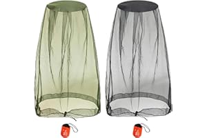 Rolzchoy 2 Pack Mosquito Head Net Mesh Cover with Carry Bags - Ultra Large Premium Extra Fine Holes for No See Ums, Bugs & Gn