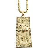 BLINGFACTORY Hip Hop Iced $100 One Hundred Dollar Large Bill Money Pendant & 4mm 24" Rope Chain Necklace…