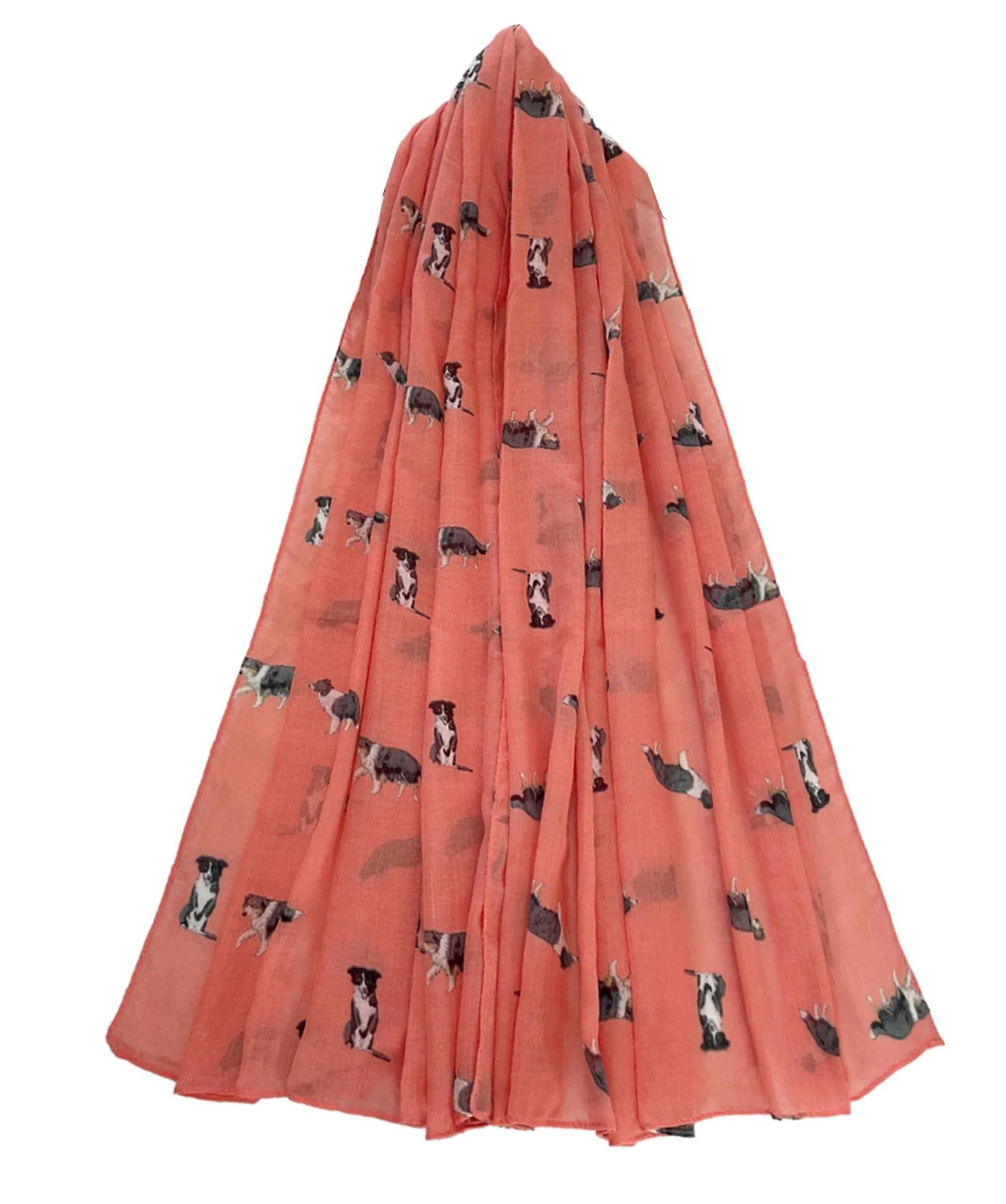 GFM® Women's Border Collie Dogs Ladies Lightweight Print Scarf Soft-Spring Summer- Bc-072-Pink - (PSCF-FS-BC-072-D-PGLB)