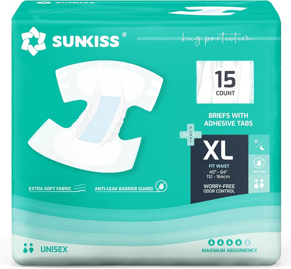 SUNKISS Adult Nappies Maximum Absorbency XLarge 15 Count