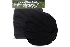 MORFEN 9.5 Oz Wool Roving, Needle Felting Wool, Fibre Wool Roving Top, Pure Wool, for Needle Felt Supplies, DIY Home Decorations Craft Materials(Black)